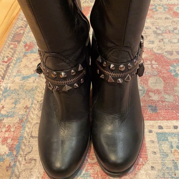 Browns black leather studded boots - Picture 2 of 8